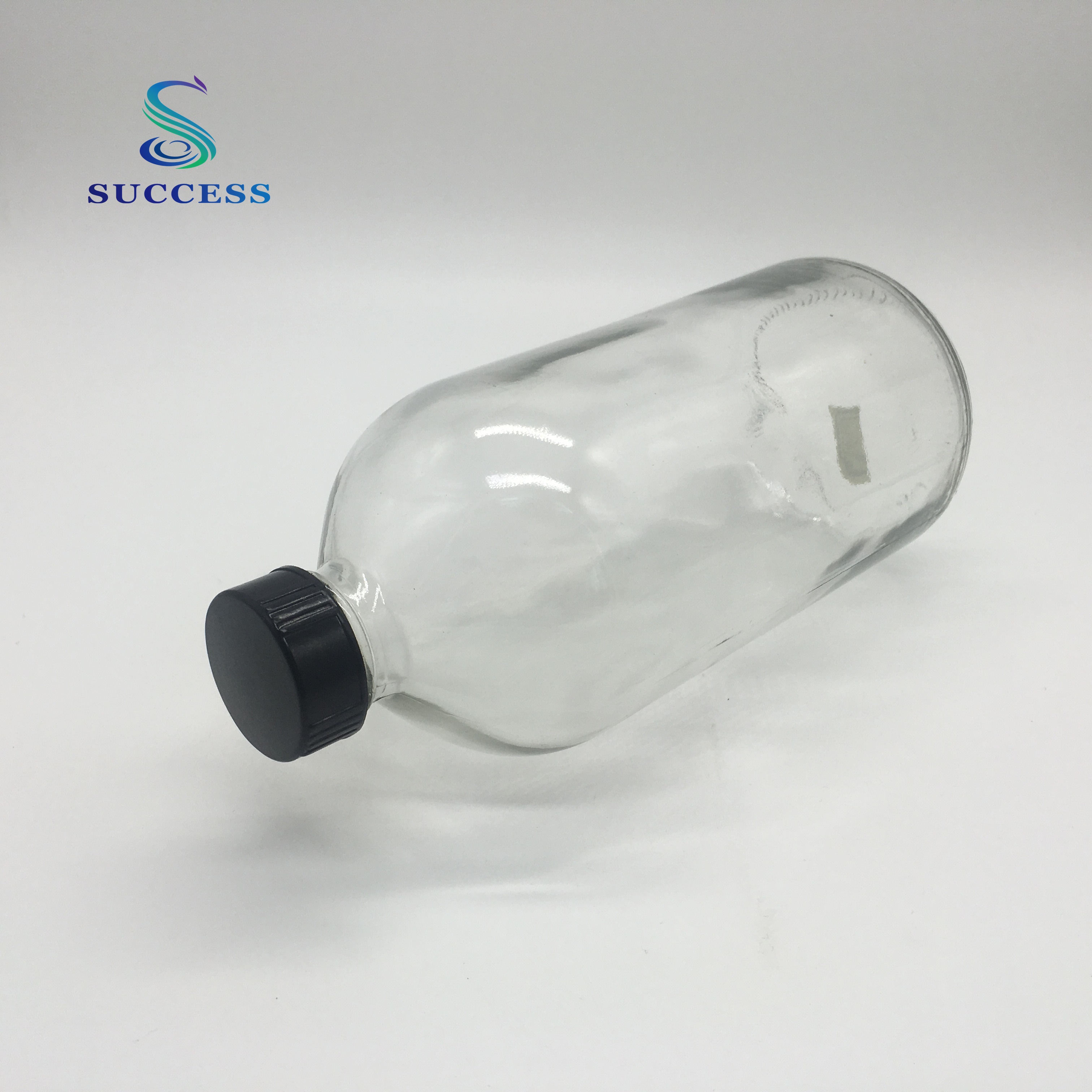 16oz 8oz clear boston round glass bottle for cosmetic