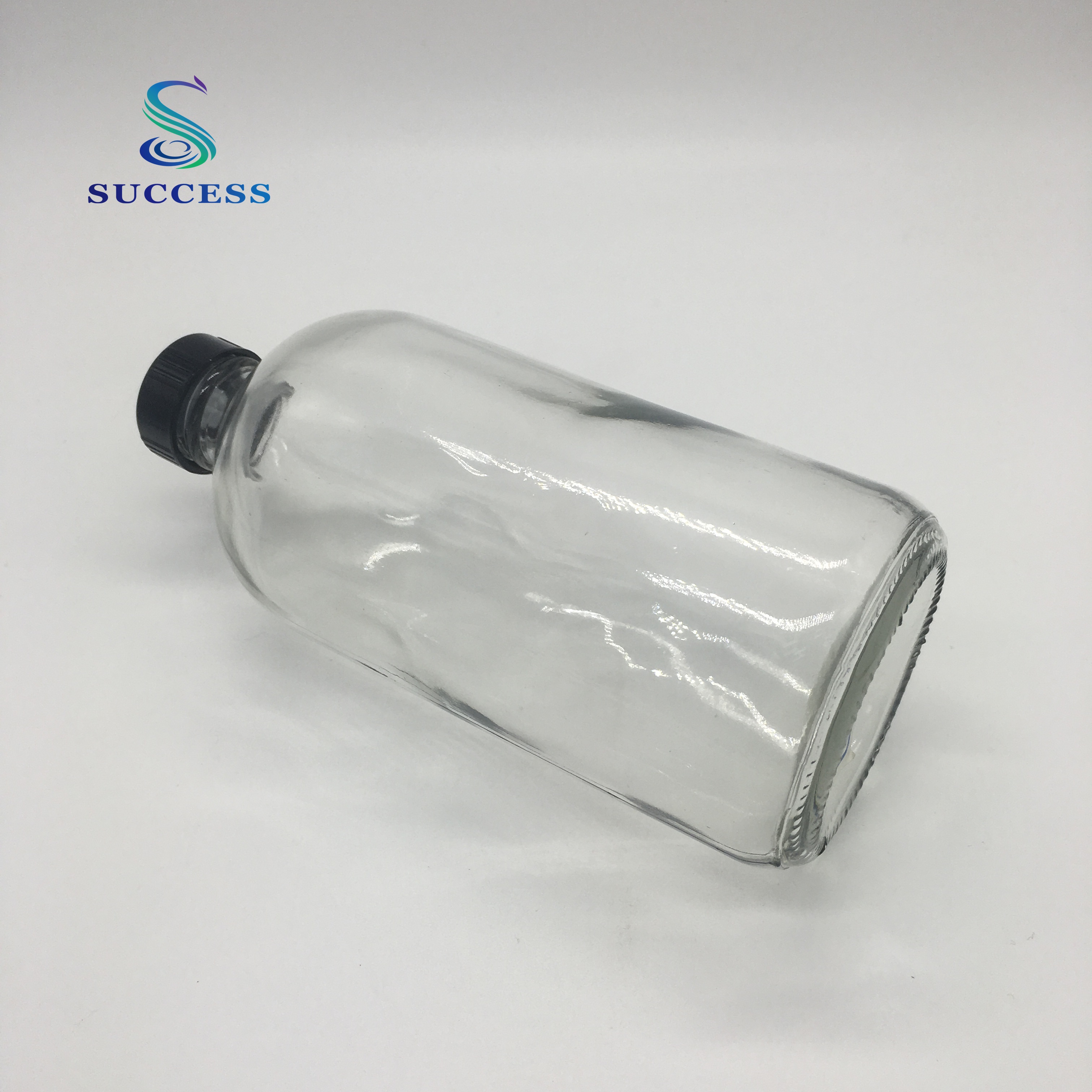16oz 8oz clear boston round glass bottle for cosmetic