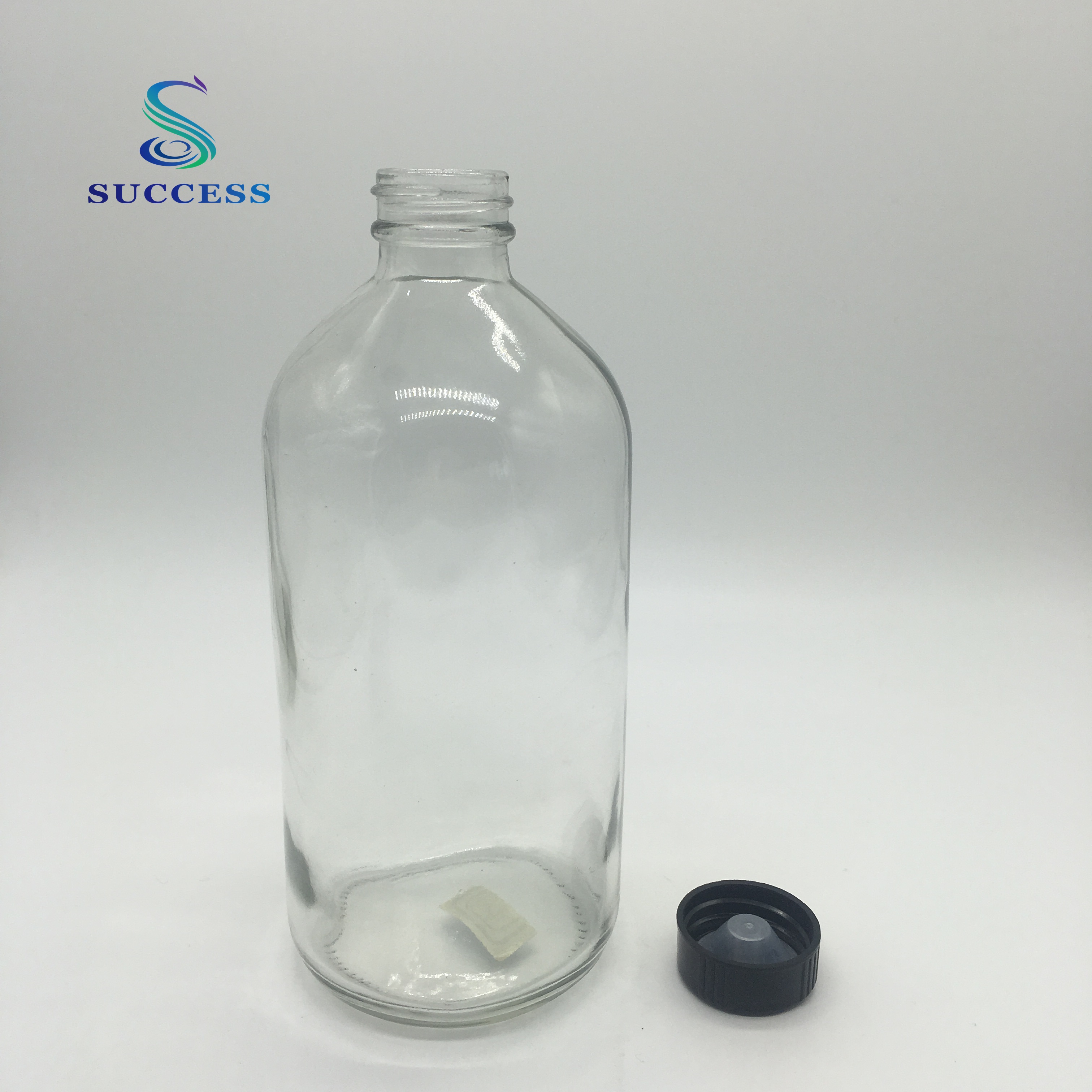 16oz 8oz clear boston round glass bottle for cosmetic
