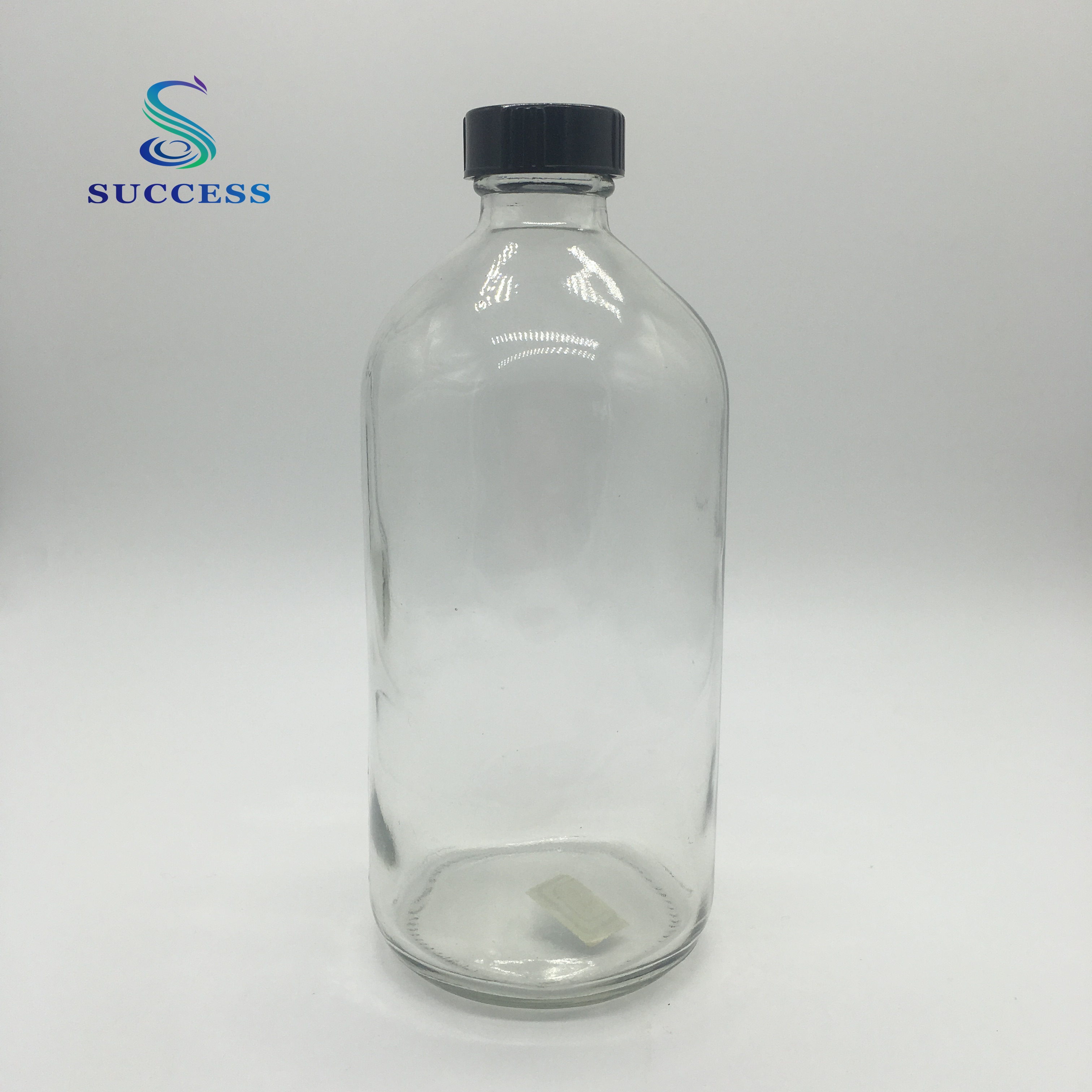 16oz 8oz clear boston round glass bottle for cosmetic