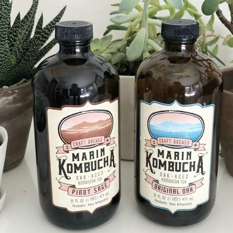 16oz Amber Boston Round Coffee Kombucha Glass Bottle with Phenolic Cap