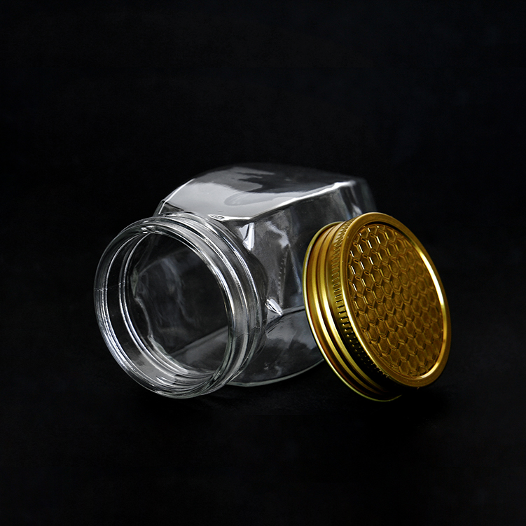 16oz Cheap empty glass hexagon kitchen food storage canning jars with wide mouth wholesale