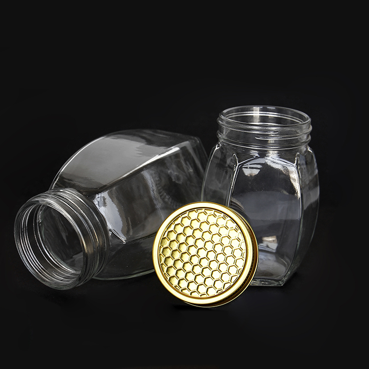 16oz Cheap empty glass hexagon kitchen food storage canning jars with wide mouth wholesale