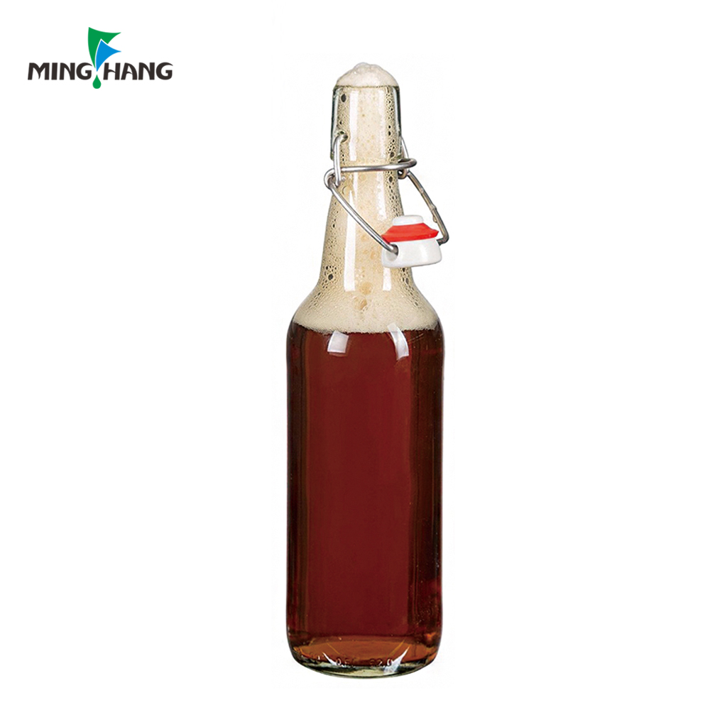 16oz Clear Glass Amber Glass Home Brewing Kombucha Beer Kiefer Bottles With Swing Top Caps