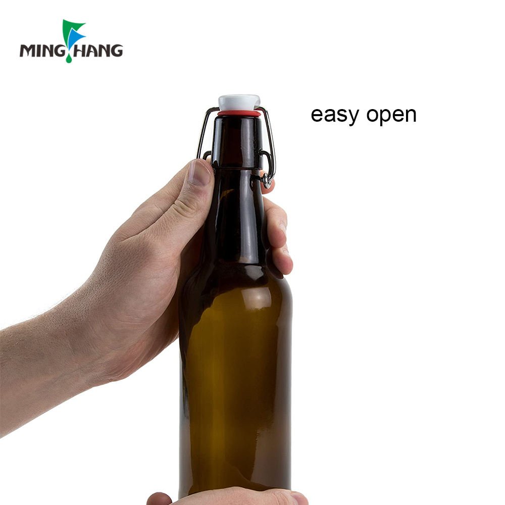 16oz Clear Glass Amber Glass Home Brewing Kombucha Beer Kiefer Bottles With Swing Top Caps