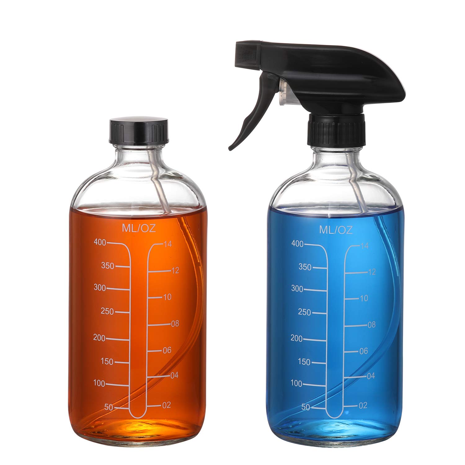 16oz Clear Glass Spray Bottles Empty Reusable Refillable Container with Measurement Marks