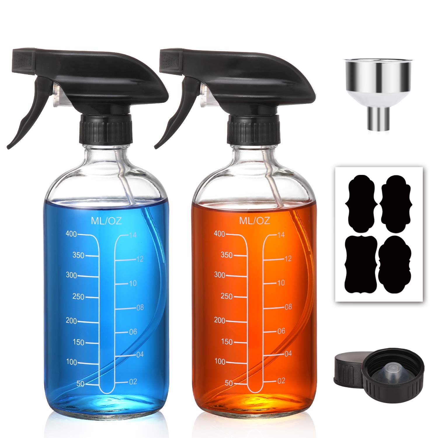 16oz Clear Glass Spray Bottles Empty Reusable Refillable Container with Measurement Marks