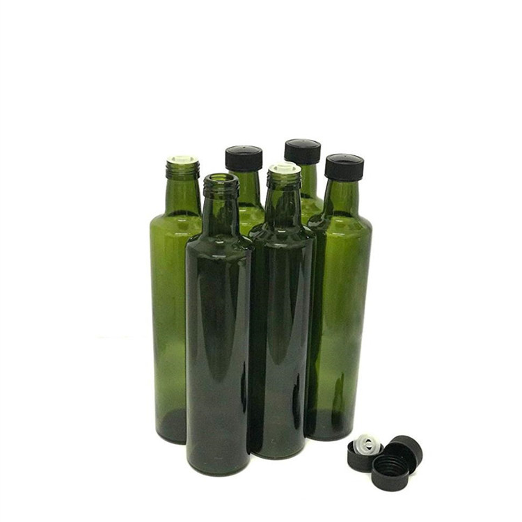 16oz Clear Square Empty Glass Olive Oil Bottles With Caps
