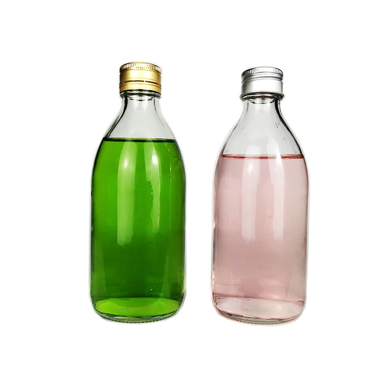 16oz Empty Clear Round Glass Cold Brew Coffee Syrup Juice Milk Boston Bottle With Silver/Gold Cap