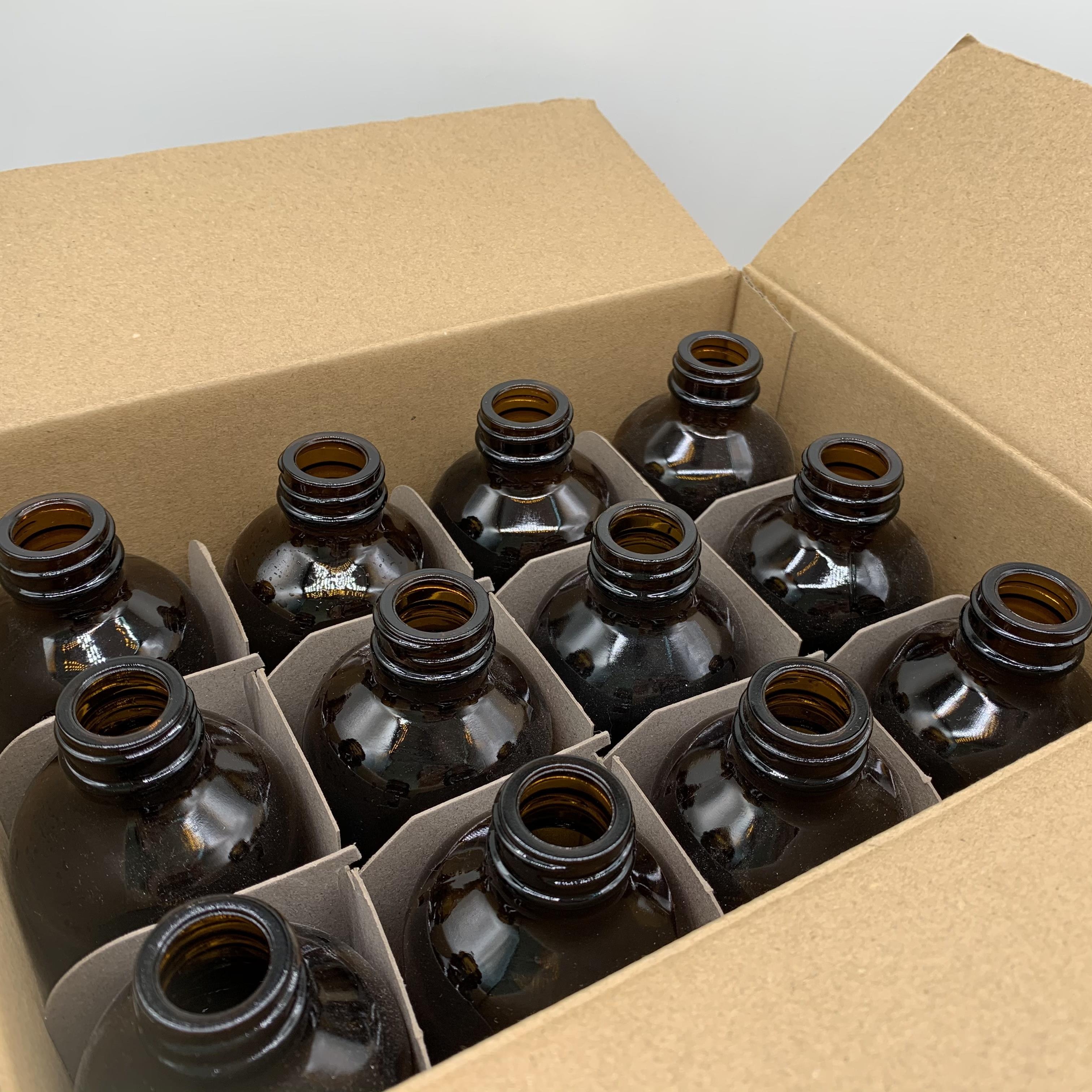 16oz Empty amber boston glass spray bottle for essential oil disinfectant with many different accessories with paper box