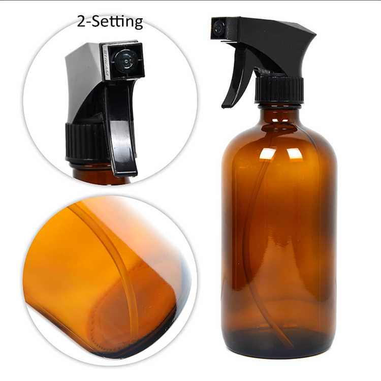 16oz Empty amber boston glass spray bottles for refillable container
