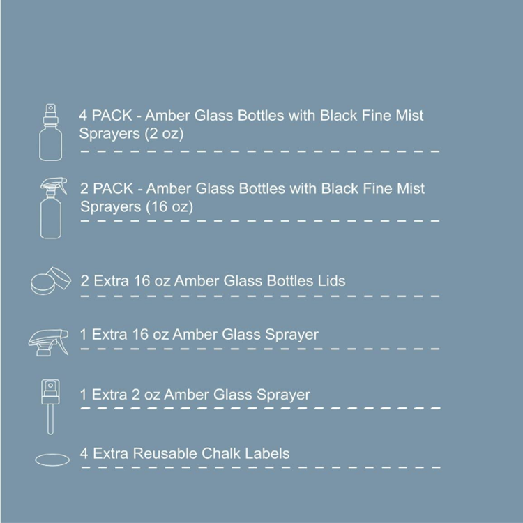 16oz Empty amber boston glass spray bottles for refillable container