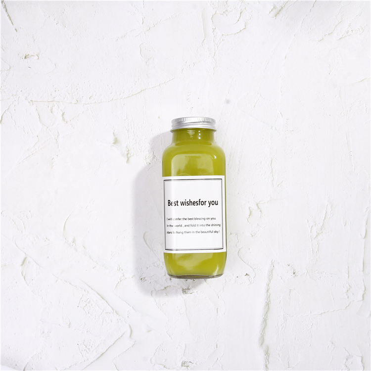 16oz Factory Price Square Juice Bottle Glass For Beverage Bottle With Metal Lid In Stock