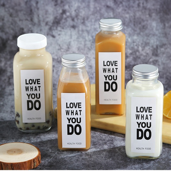 16oz French 250ml 350ml 500ml Square Juice Glass Bottles Packaging For Beverage