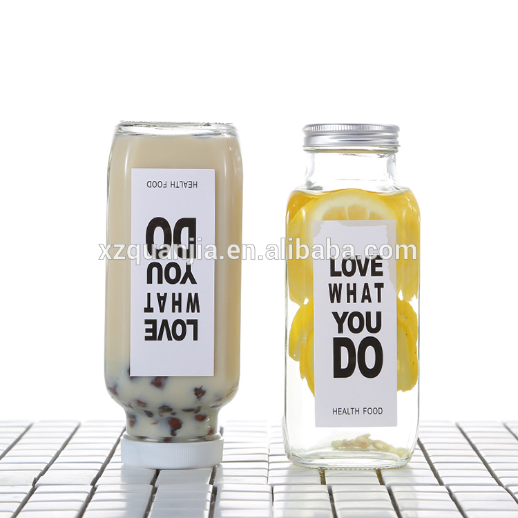 16oz French 250ml 350ml 500ml Square Juice Glass Bottles Packaging For Beverage