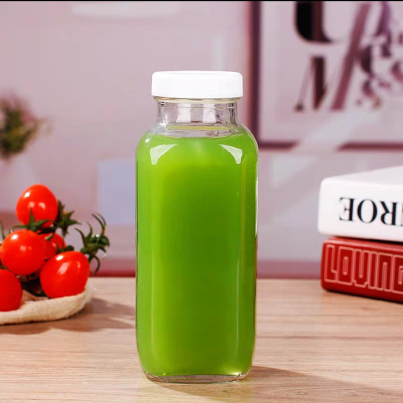 16oz French 250ml 350ml 500ml Square Juice Glass Bottles Packaging For Beverage