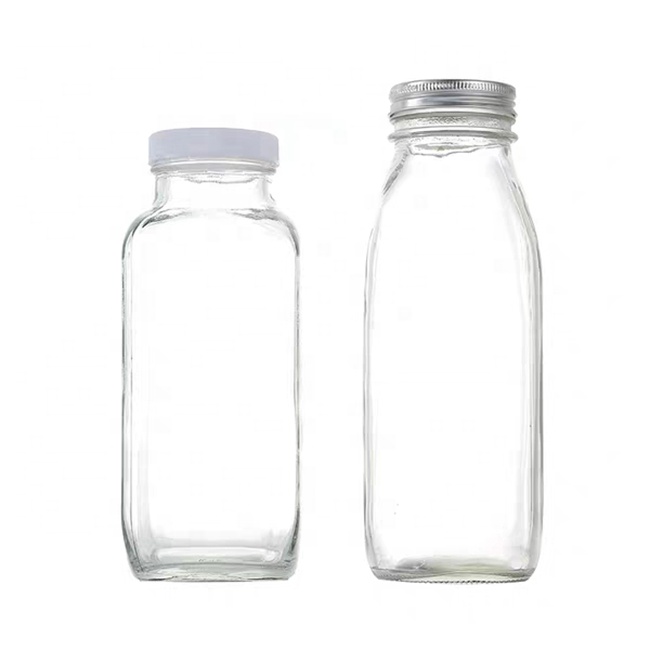 16oz French 250ml 350ml 500ml Square Juice Glass Bottles Packaging For Beverage