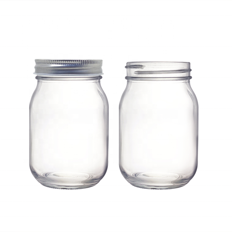 16oz Glass Jars Containers Glass Mason Jars 500ml with 70ml Metal Lids