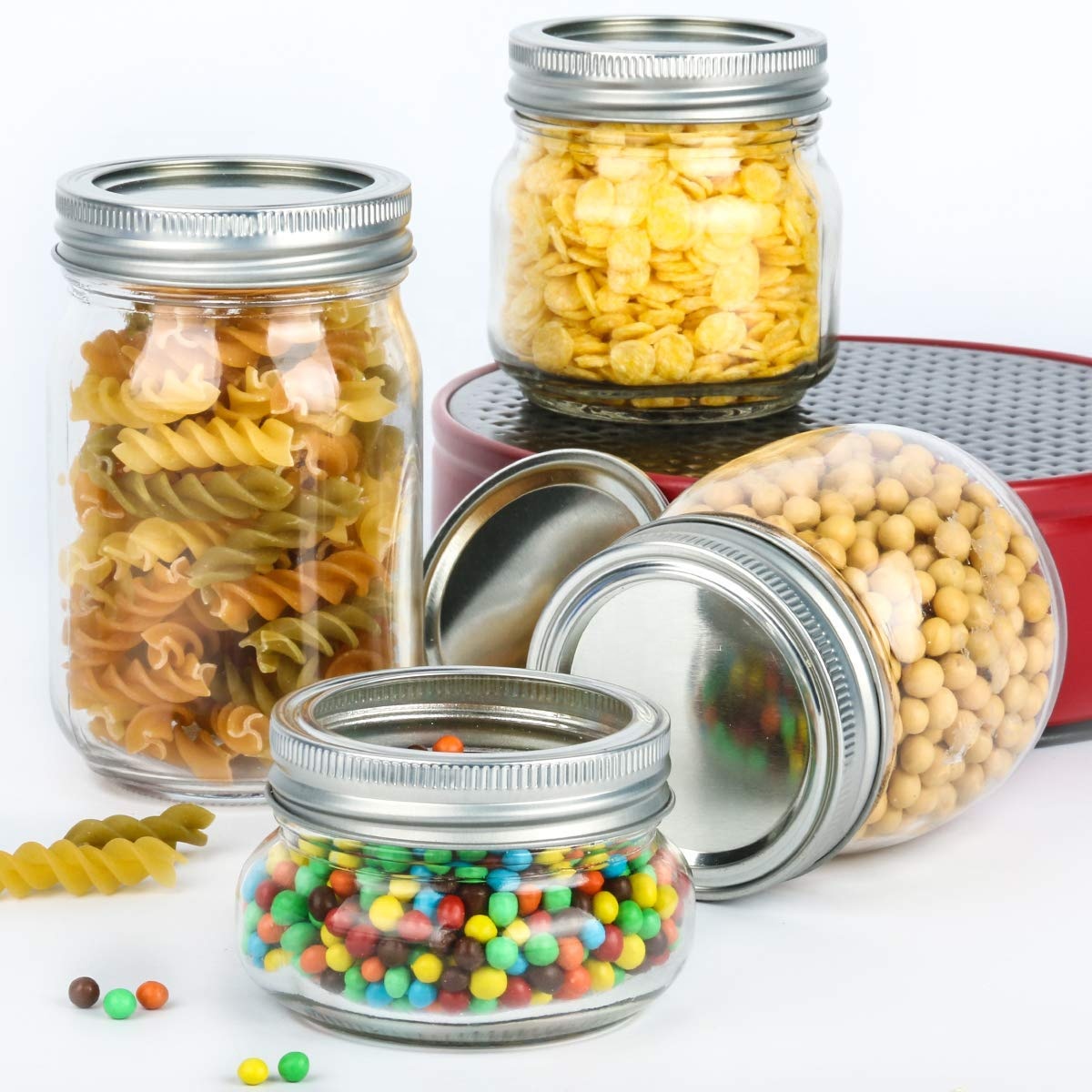16oz Glass Jars Containers Glass Mason Jars 500ml with 70ml Metal Lids