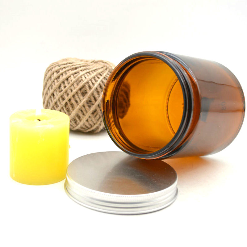 16oz Large size Amber Glass  empty candle jars with lid