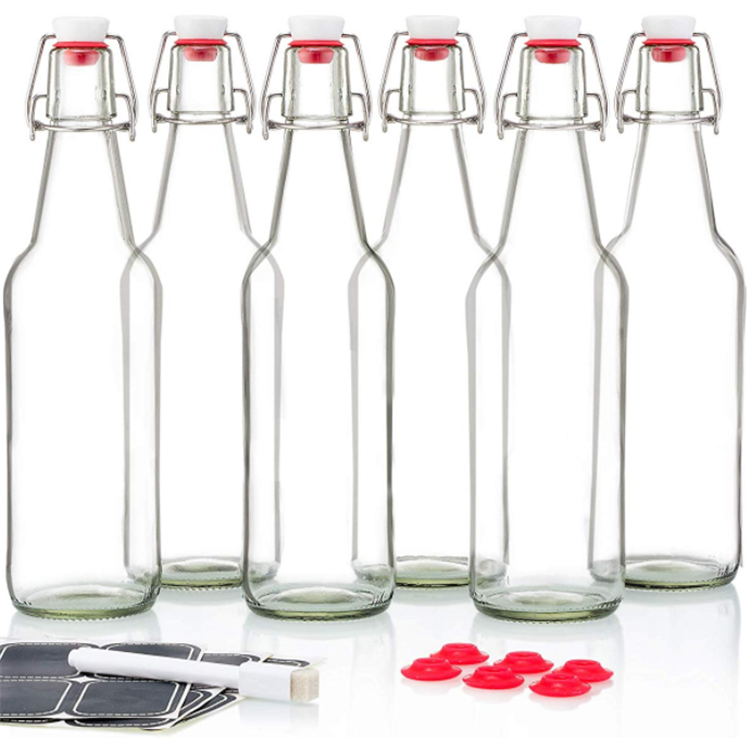 16oz Leak Proof Swing Top Glass Bottles with Flip Top for Kombucha, Kefir, Beer