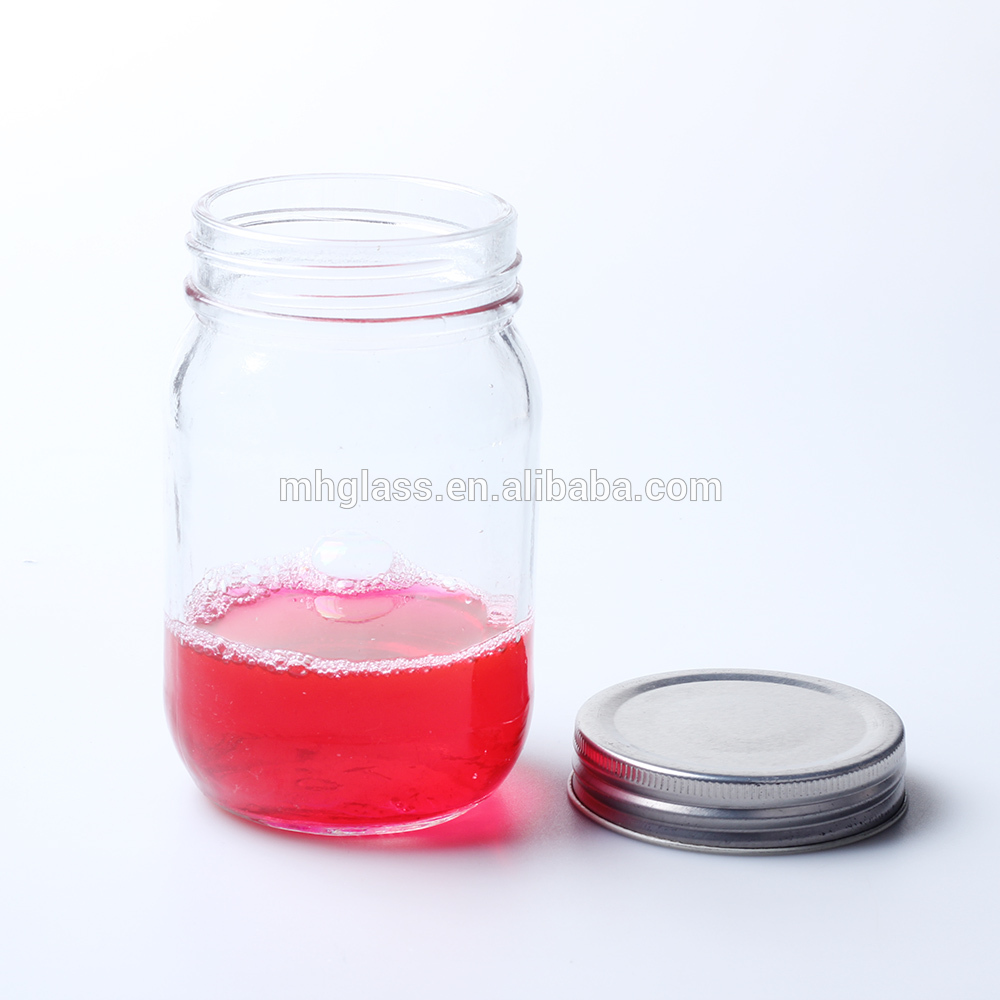 16oz Mason Glass Jars Pickle Jar with Black Metal Lid