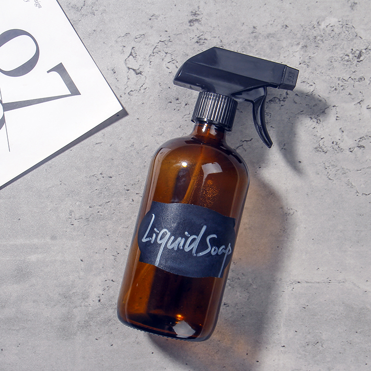 16oz Refillable Container 250ml 500ml Empty Amber Glass Spray Bottles With Labels For Cleaning Products