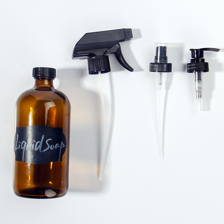 16oz Refillable Container 250ml 500ml Empty Amber Glass Spray Bottles With Labels For Cleaning Products