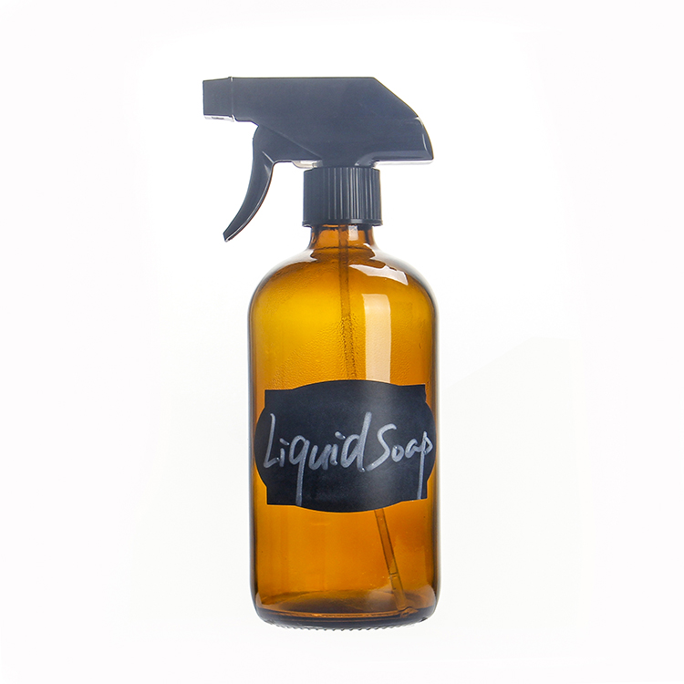 16oz Refillable Container 250ml 500ml Empty Amber Glass Spray Bottles With Labels For Cleaning Products