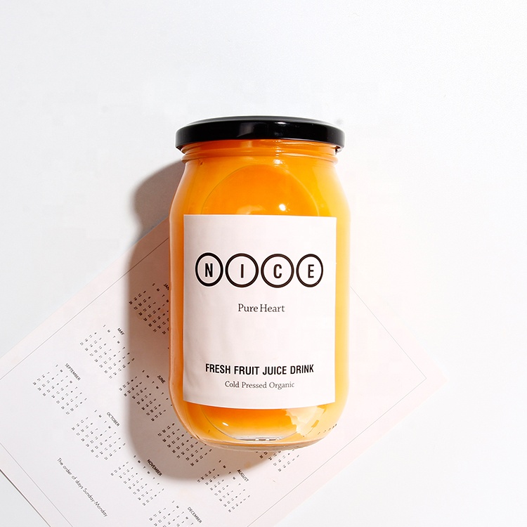 16oz Round Glass Jar with Black Metal Top 500ml Glass Food Jar with 82mm Lid