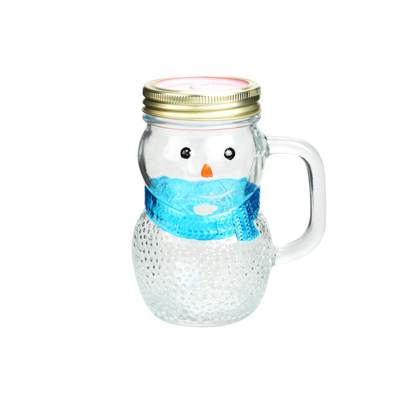 16oz Snowman Shape Glass Mason Jar with Metal Lid