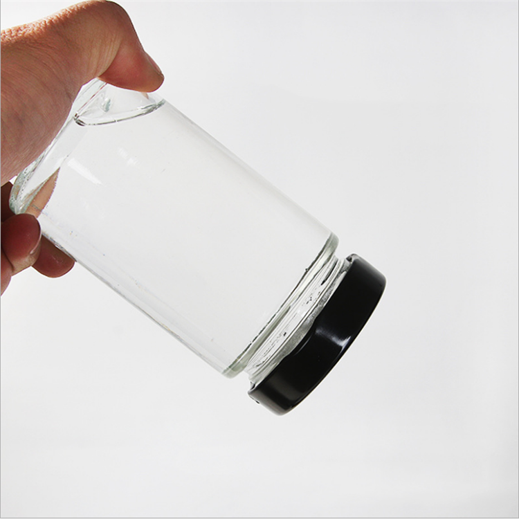 16oz Stocked round clear cylinder wide mouth herb honey glass food storage jar with screw airtight lid