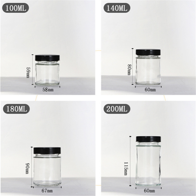 16oz Stocked round clear cylinder wide mouth herb honey glass food storage jar with screw airtight lid