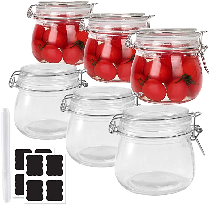 16oz (about 453.6g) transparent glass can, with sealing cover and leakproof rubber gasket, wide mouth storage container