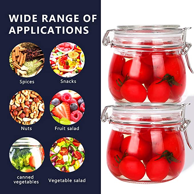 16oz (about 453.6g) transparent glass can, with sealing cover and leakproof rubber gasket, wide mouth storage container