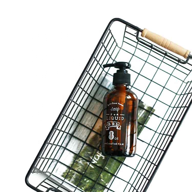 16oz amber empty shampoo conditioner glass bottles with plastic pump