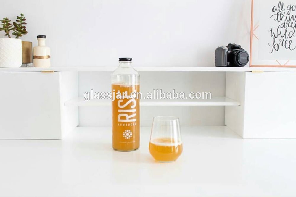 16oz and 10oz round glass bottle for drinking sparkling coconut water soda bottle with aluminum cap