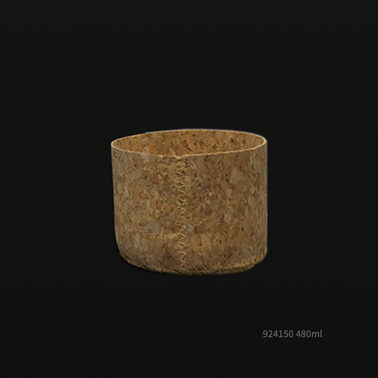 16oz clear boston glass round bottle with cork sleeve