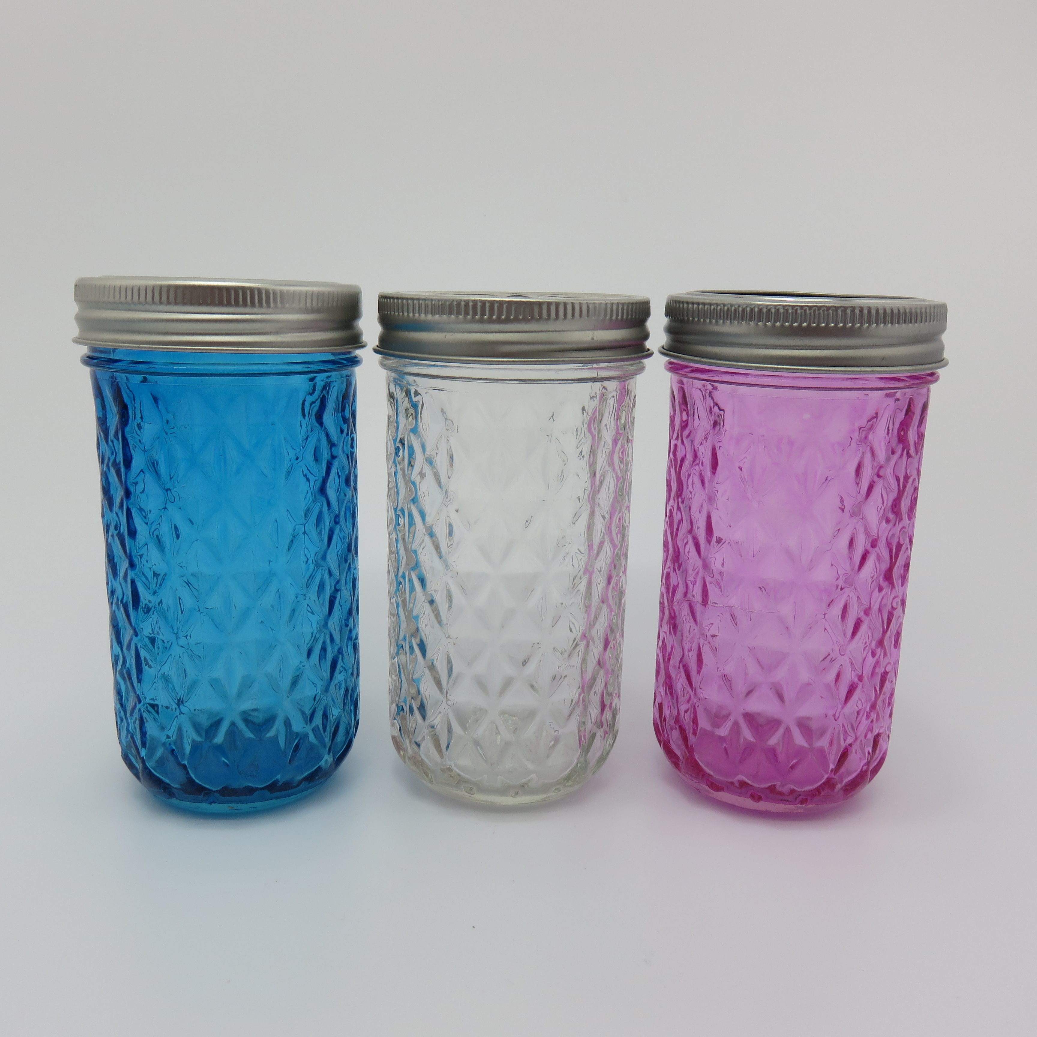 16oz clear wide mouth glass mason canning jar, glass mason jar with solid lid