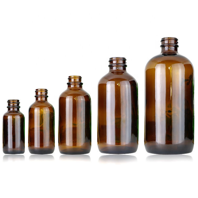 16oz empty amber clear boston round glass bottle 500ml boston round pump bottle