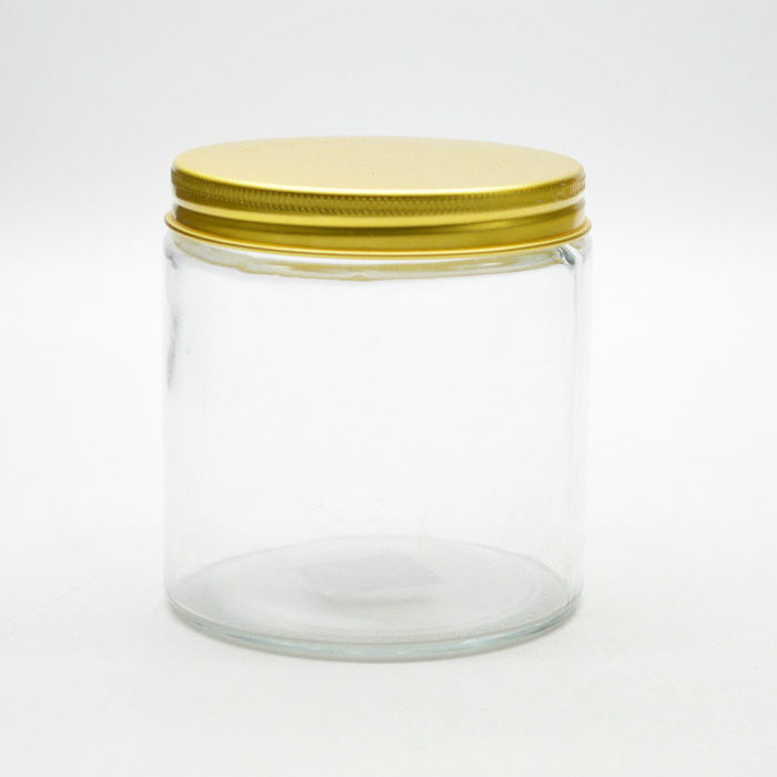 16oz glass jar with gold lid 500ml cosmetic container with aluminium cap