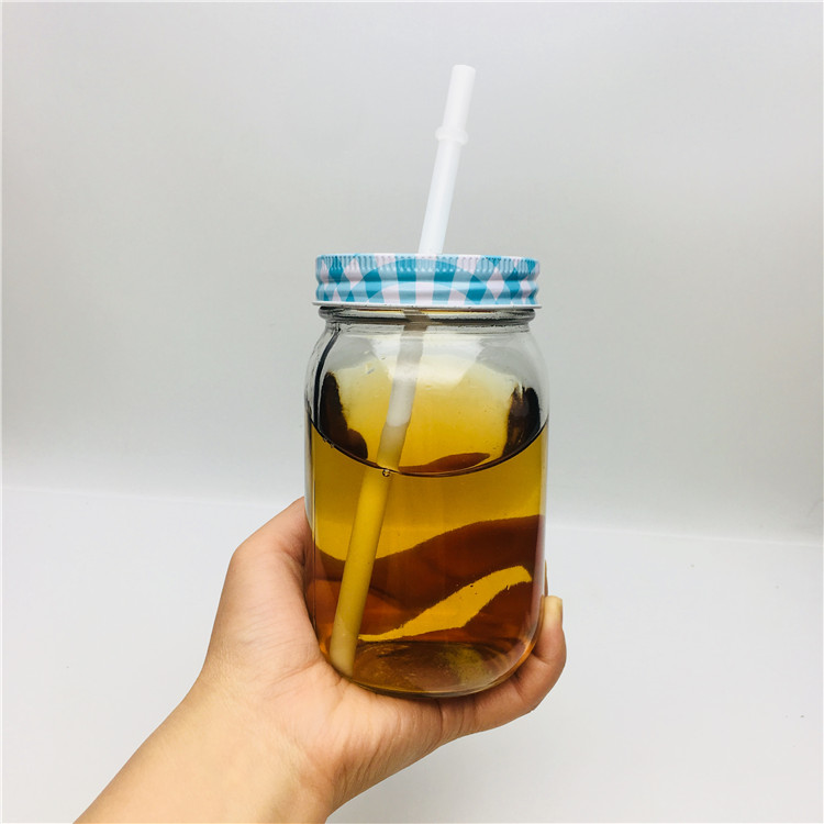 16oz glass mason orange juice jar lemonade glass drinking bottle with lid wholesale