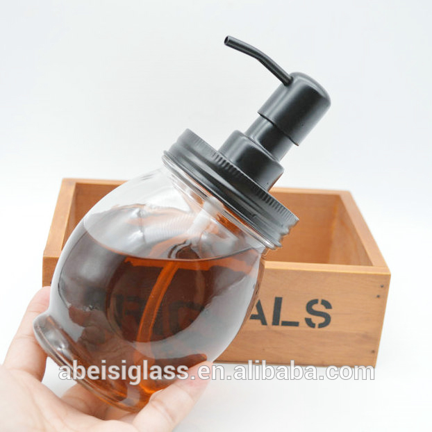 16oz glass round mason jar for soap liquid with pump lid