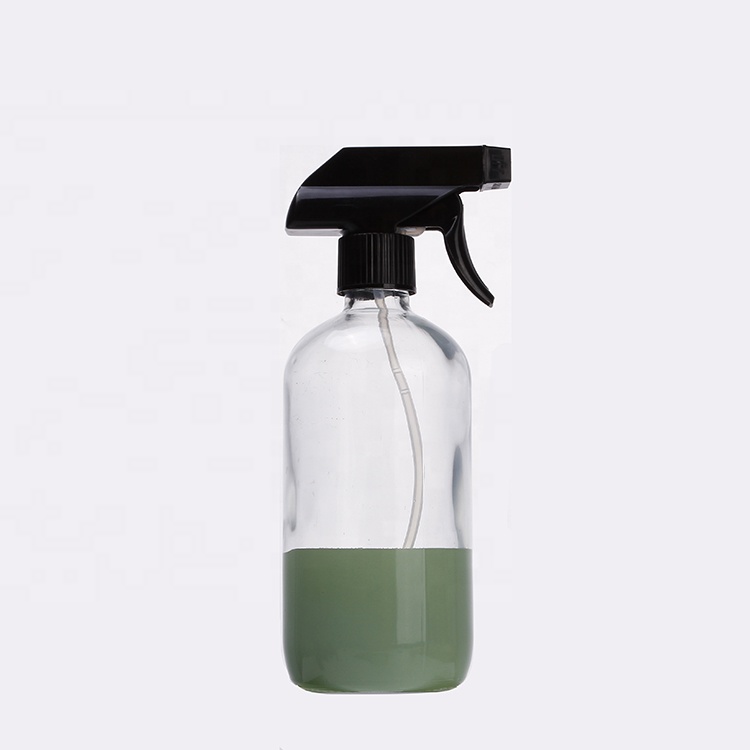 16oz round cosmetic bottle amber glass spray pump bottle for soap dispenser