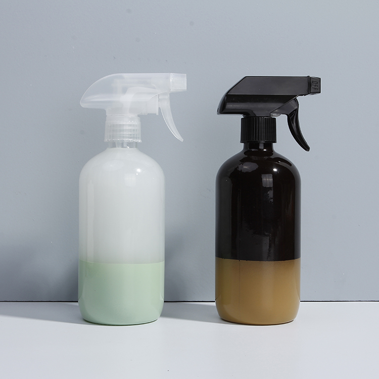 16oz round cosmetic bottle amber glass spray pump bottle for soap dispenser