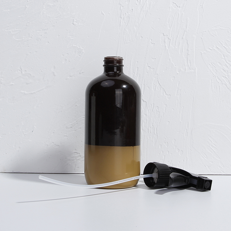 16oz round cosmetic bottle amber glass spray pump bottle for soap dispenser