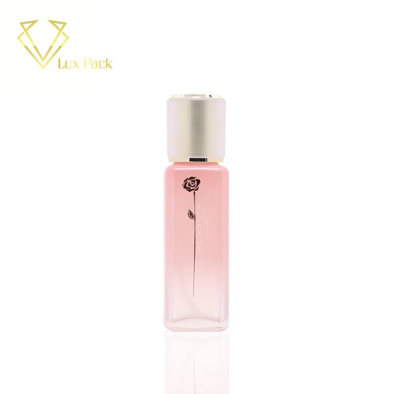 170ml 180ml 190ml high quality square shape pink empty liquid lotion cosmetic glass bottle