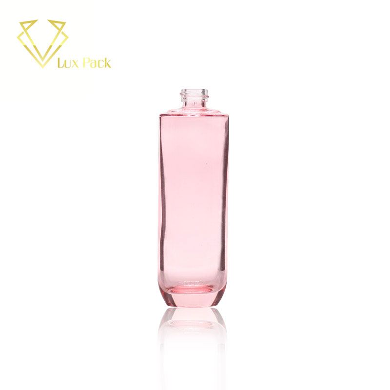 170ml 180ml 190ml high quality square shape pink empty liquid lotion cosmetic glass bottle