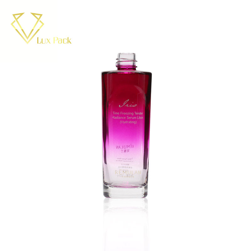 170ml 180ml 190ml high quality square shape pink empty liquid lotion cosmetic glass bottle