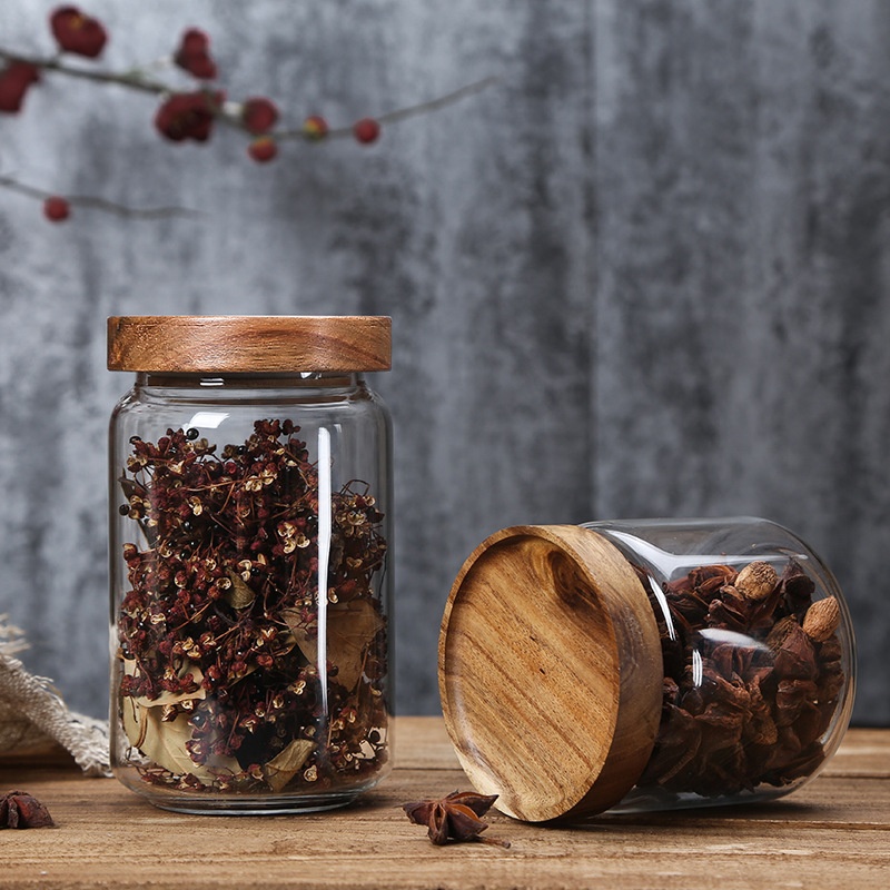 170ml Heat Resistant Borosilicate Screw Top Childproof Glass Food Storage Jar With Acacia Wood Lid